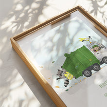 Load image into Gallery viewer, garbage truck print for nurseries