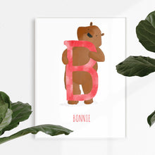 Load image into Gallery viewer, b for bear children's wall art
