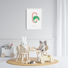 Load image into Gallery viewer, c for chameleon nursery wall art for children