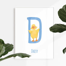 Load image into Gallery viewer, d for duckling beautiful wall art for kids