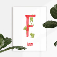 Load image into Gallery viewer, f for frog print for kids rooms