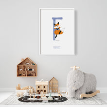 Load image into Gallery viewer, f for fox beautiful wall art for children