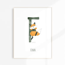 Load image into Gallery viewer, f for fox cute wall art for children's bedrooms