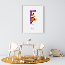 Load image into Gallery viewer, f for fox cute wall art for nurseries and babies rooms