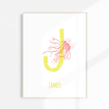 Load image into Gallery viewer, j for jellyfish custom wall art for nurseries