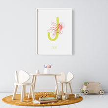 Load image into Gallery viewer, j for jellyfish customisable wall art