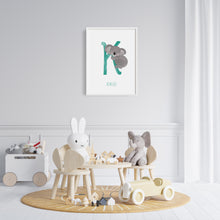 Load image into Gallery viewer, k for koala cute wall art for nursery