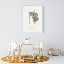 Load image into Gallery viewer, k for koala wall art for playroom