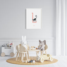 Load image into Gallery viewer, l for lemur animal print