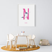Load image into Gallery viewer, N is for Narwhal customisable wall art for children