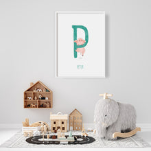 Load image into Gallery viewer, P is for Pig artwork for kids