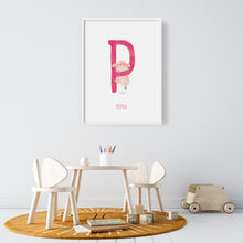 Load image into Gallery viewer, P is for Pig children's artwork