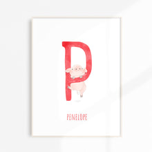 Load image into Gallery viewer, P is for Pig wall art for nursery