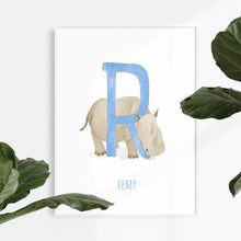 Load image into Gallery viewer, R is for Rhino artwork cute for kids