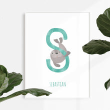 Load image into Gallery viewer, S is for Seal artwork for kids