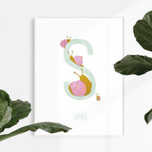 Load image into Gallery viewer, S is for Snail nursery decor