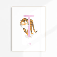 Load image into Gallery viewer, T is for Tiger wall art for kids rooms