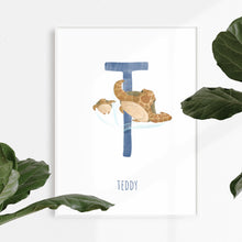 Load image into Gallery viewer, t for turtle wall art for kids