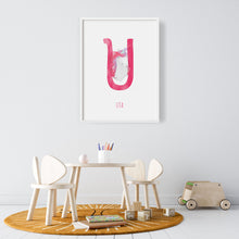 Load image into Gallery viewer, U is for Unicorn nursery art