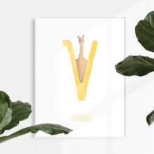 Load image into Gallery viewer, V is for Vicuna nursery art