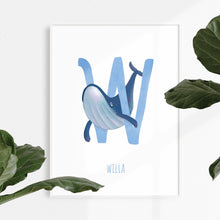 Load image into Gallery viewer, W is for Whale playroom art