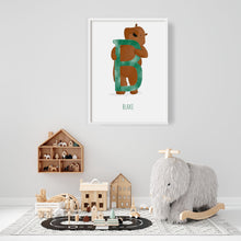 Load image into Gallery viewer, b for bear personalised children&#39;s print
