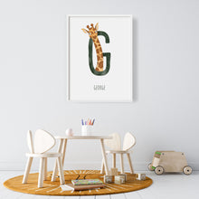 Load image into Gallery viewer, g for giraffe nursery wall art
