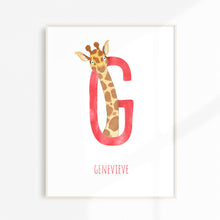 Load image into Gallery viewer, g for giraffe wall art for kids rooms
