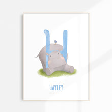 Load image into Gallery viewer, h for hippo nursery artwork
