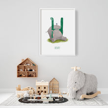 Load image into Gallery viewer, h for hippo nursery wall art for kids
