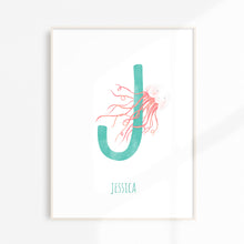 Load image into Gallery viewer, j for jellyfish custom wall art
