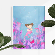 Load image into Gallery viewer, mermaid print cute wall art for kids
