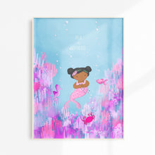 Load image into Gallery viewer, beautiful mermaid print wall art for kids
