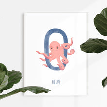 Load image into Gallery viewer, O is for Octopus cute wall art for nursery
