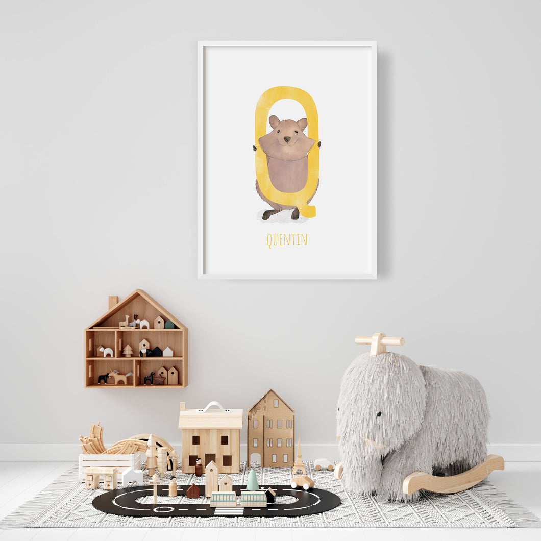 Q is for Quokka cute wall art 