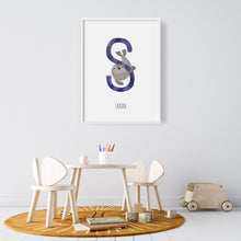 Load image into Gallery viewer, S is for Seal  cute custom wall art for kids
