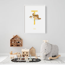 Load image into Gallery viewer, t for turtle cute wall art for nursery
