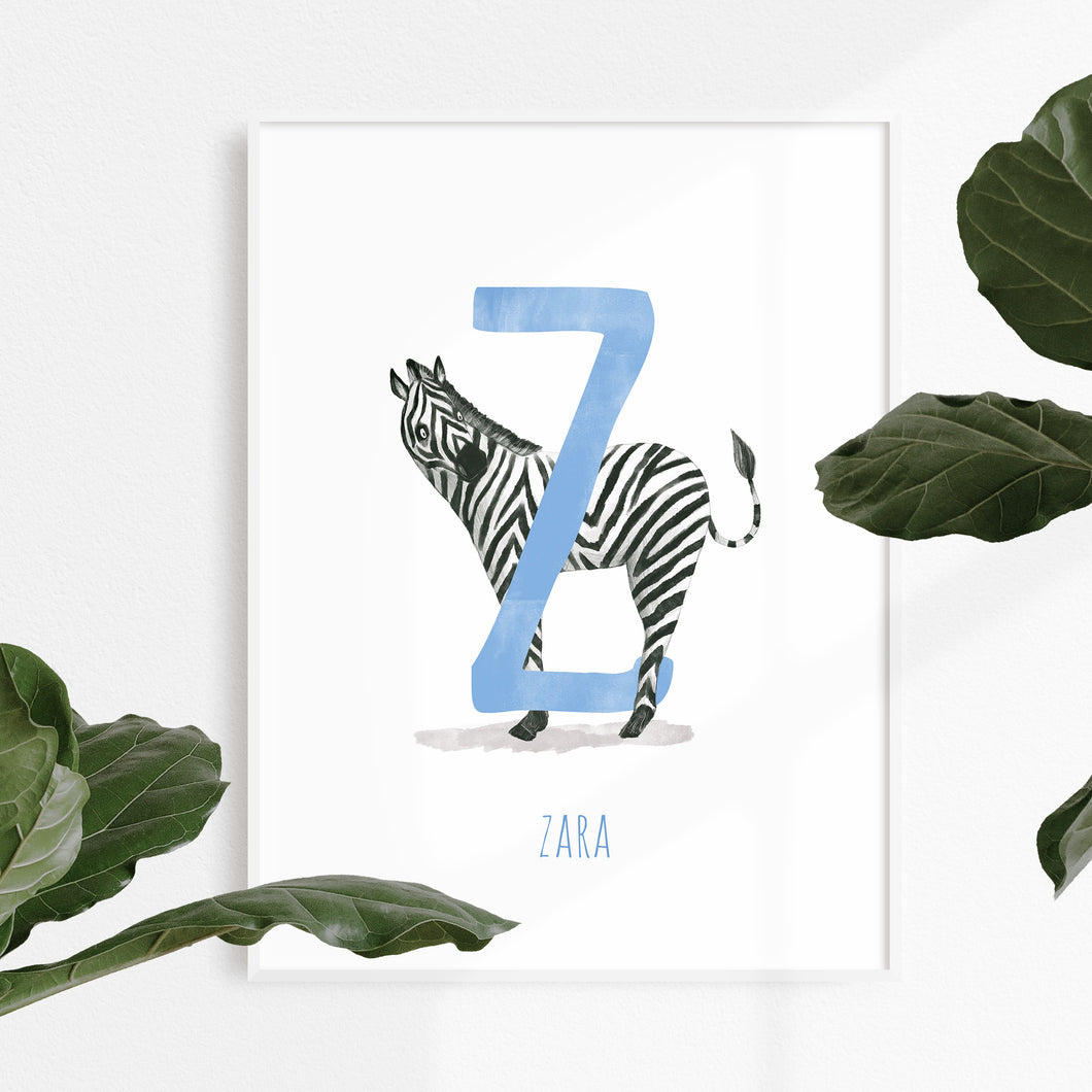 Z is for Zebra cute wall art for kids